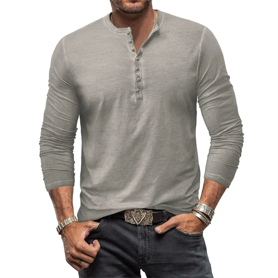 FREDDIE - LONG SLEEVE HENLEY SHIRT